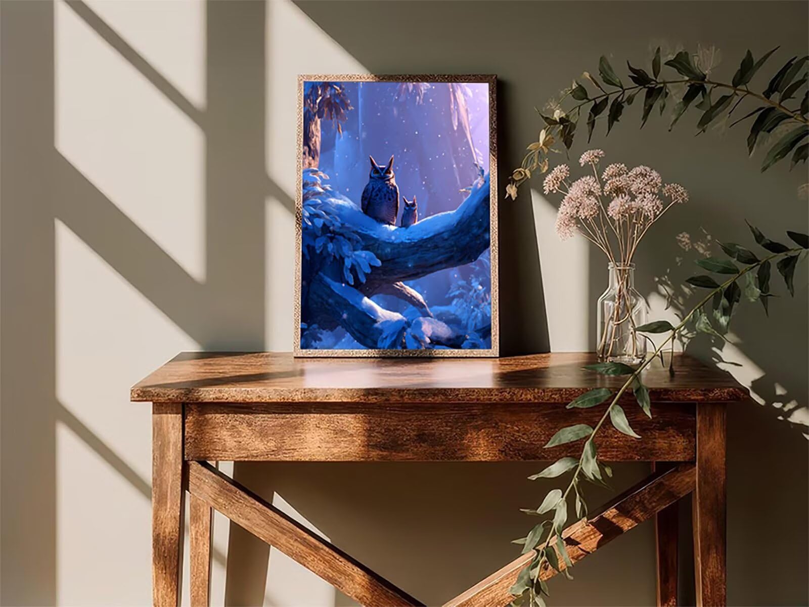 Diamentowe malowanie sceny śniegowej dorośli, 5D diamentowe malowanie sowa diamentowe malowanie, DIY diamentowe malowanie, ścieg krzyżykowy, rzemiosło dla dorosłych, dekoracja domu prezent 100x130cm A