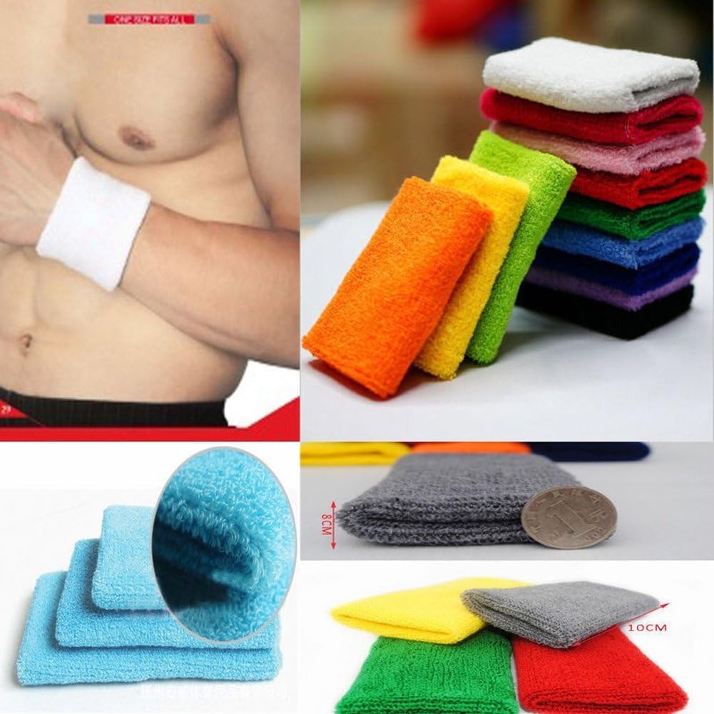 Mcolics 6' Inch Wrist Sweatband in 11 Athletic Cotton Wristbands Armbands (1 Pair) (Red) : Sports & Outdoors
