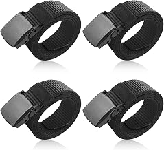 4 Piece Elastic Belt, 150 cm Men's Fabric Belt, Without Metal Buckle, Black Men's Work Belt, for Work and Travel