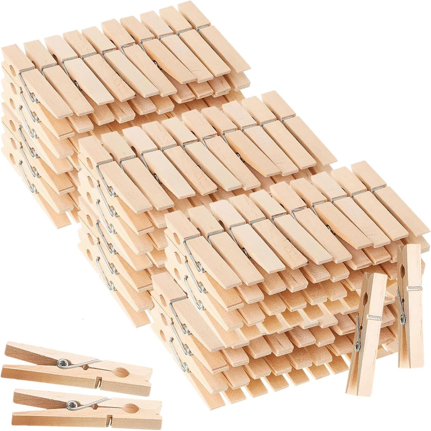SenseYo 100 Pcs Wooden Clothespins Clips 4 Inch Large Wooden Clips for Hanging Clothes, Kitchen 4inch/100pack