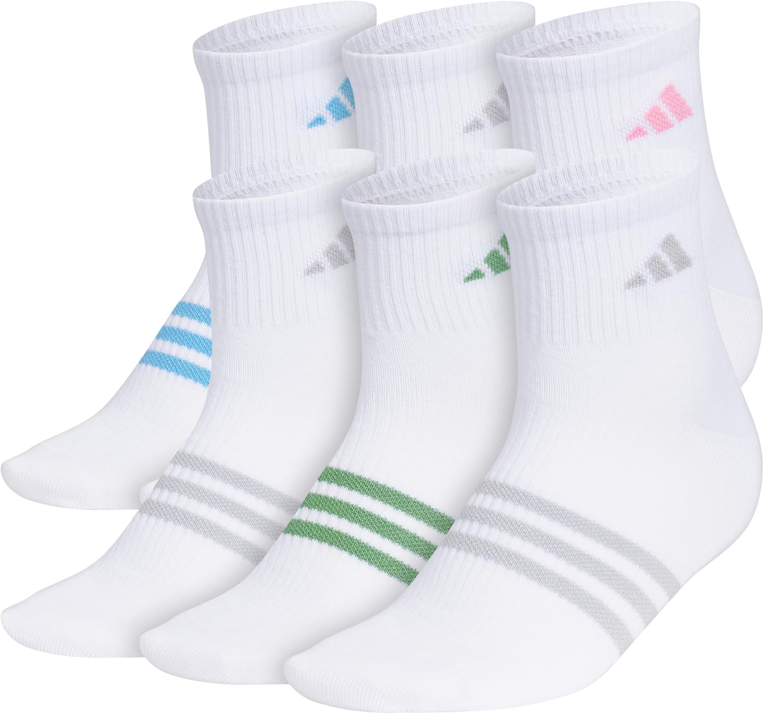 adidas Girls’s Superlite Quarter Ankle Socks (6-Pair Pack)
