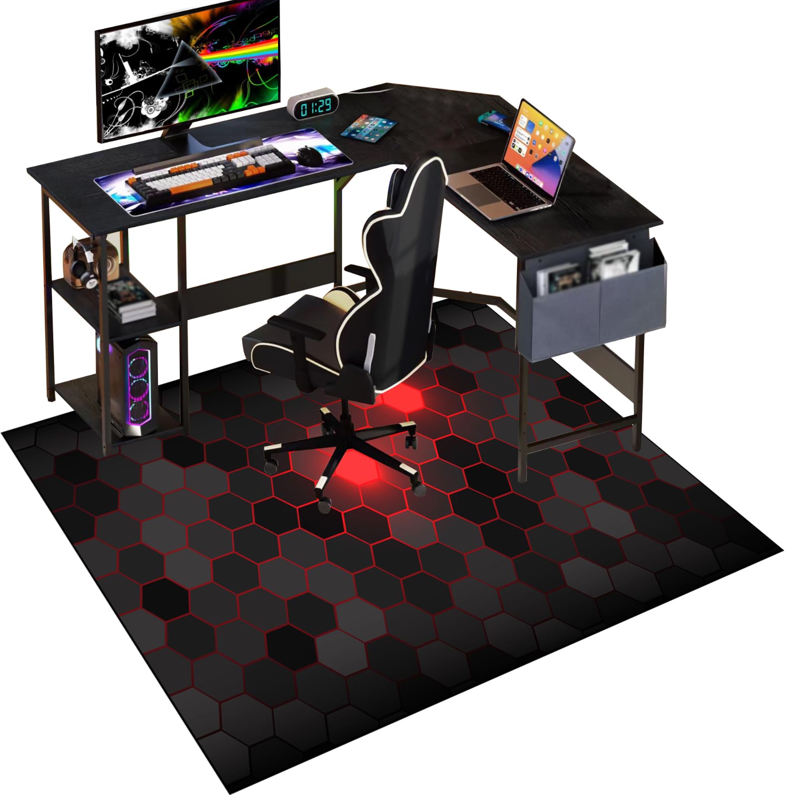 Gaming Chair Mat for Hardwood Floor 90 x 140 cm - Anti-Slip Floor Protector, Non-Slip Desk Mat for Carpets, Computer Chair Mat for Home Office and Gaming Room Decor