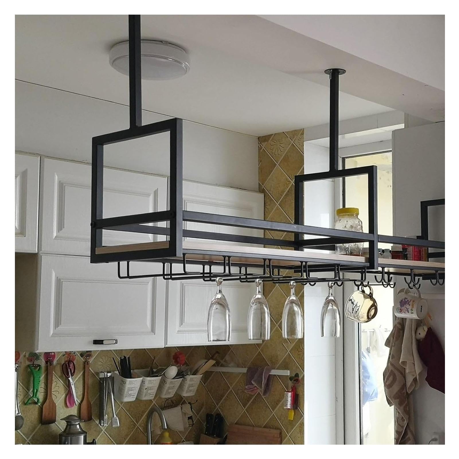 Portabottiglie da soffitto a un livello per bar ristorante da cucina
