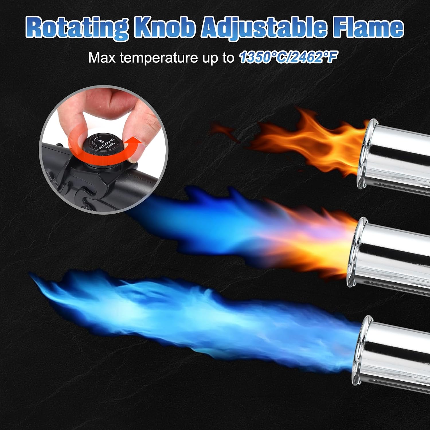 Propane Torch Weed Burner, Extended Weed Torch Flamethrower, Detachable Long Arm Blow Torch with Flame Control Valve for Weed, Wood, Ice, Snow Melting