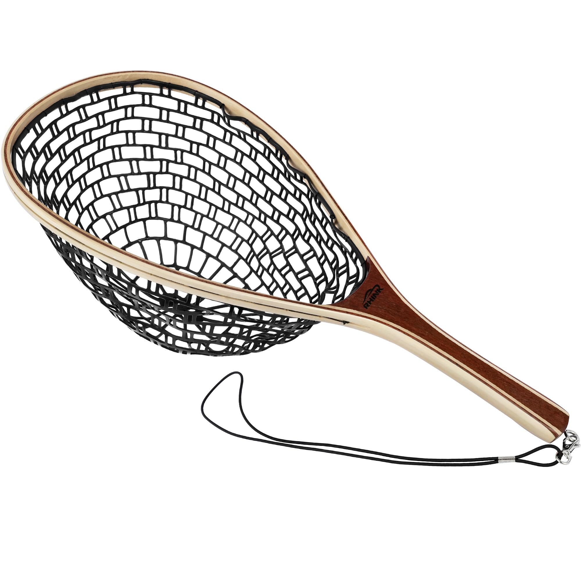 Landing Net for Fly Fishing, Trout Fishing Net, Soft Rubber Catch and Release Fish Net with Wooden Handle