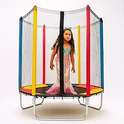 Cama Elástica Trampolim Pula Pula Linha Kinds Infantil 1,40m c/Zíper e Rede de Proteção Preta HENRI TRAMPOLIM