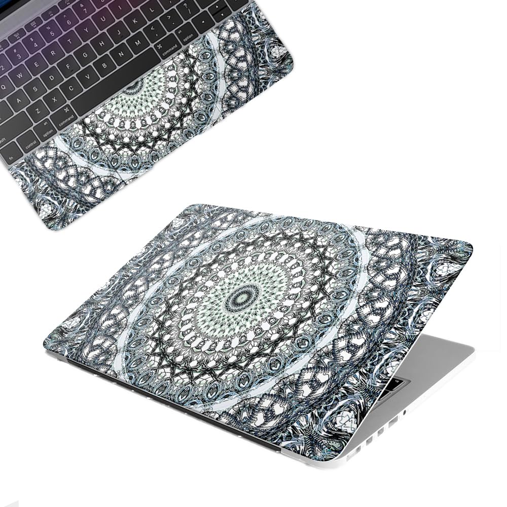 Mandala Design Top+Wrist Pad Vinyl Laptop Skin/Sticker/Cover Upto 15.6 Inches Laptops Laminated-Removable-HD Quality Compatible for Hp-Dell-Sony-Lenovo-Asus etc.(15×10 Inches)