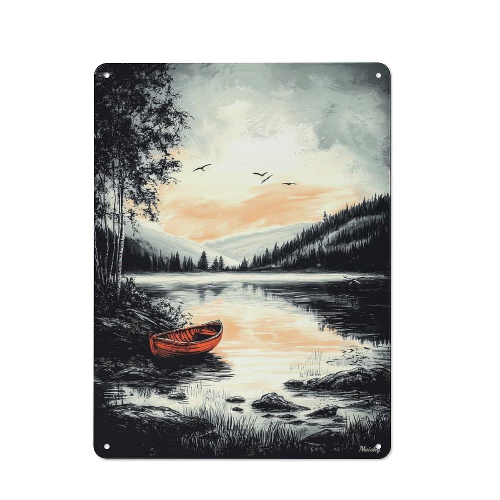Junmoney Vintage Tranquil Lake – Serene Nature Escape Retro Tin Sign 40X30cm Featuring For Bar Or Restaurant, Suited To Wall Displays In Bars And Restaurants