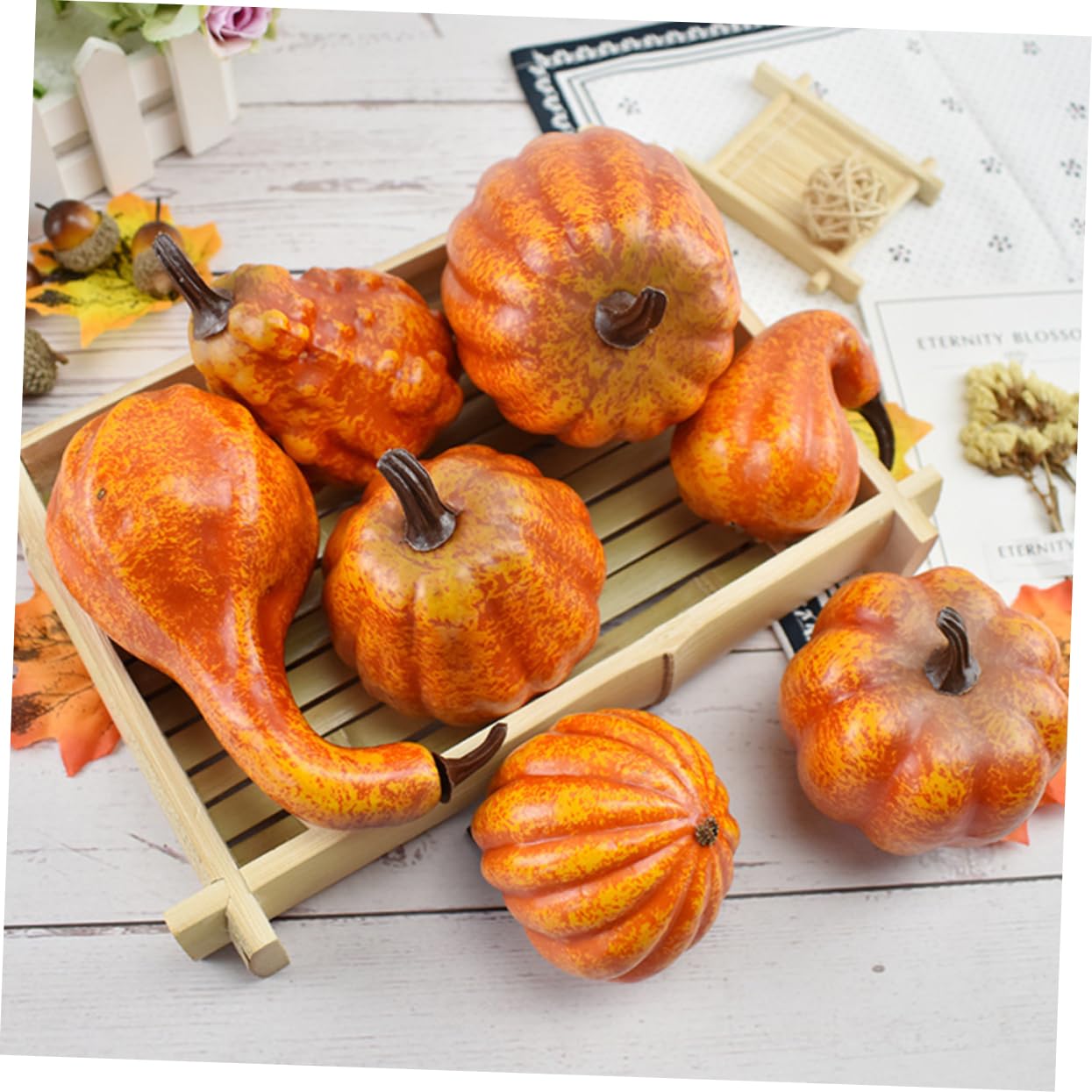 Kichvoe 8Pcs Lifelike Pumpkin Adornments for Halloween Decor Artificial Pumpkin Decorations for Themed Parties Photo Props Create Festive Atmosphere Effortlessly
