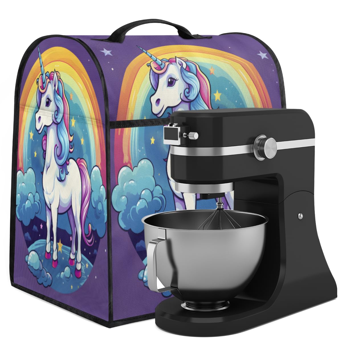 Coffee Maker Cover Rainbow Unicorn Kitchen Appliance Covers Small Appliance Covers Blender Cover Juicer Cover Dust Covers for Kitchen Appliances with Top Handle and Pockets,Washable,B308