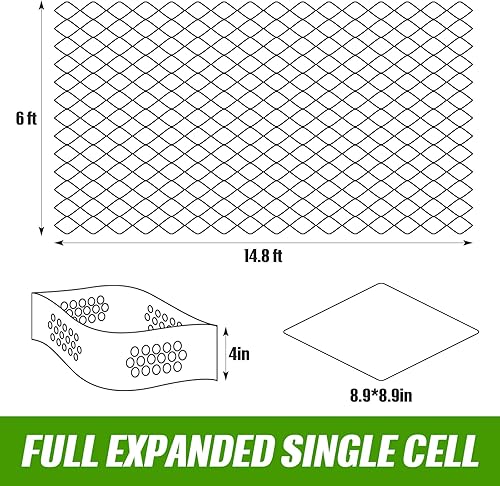 Miniatura 2 de Sasylvia Rejilla de grava de tierra Geocell de 15 x 6 pies, 1885 libras por pie cuadrado de carga, adoquines gruesos y plegables permeables,