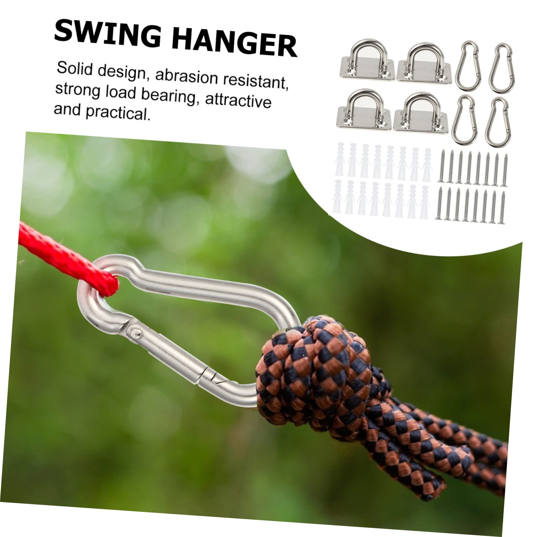 STOBAZA Stainless Steel Set of 4 Snap Hooks Screws Heavy Duty for Hammock Fan Light Fixtures