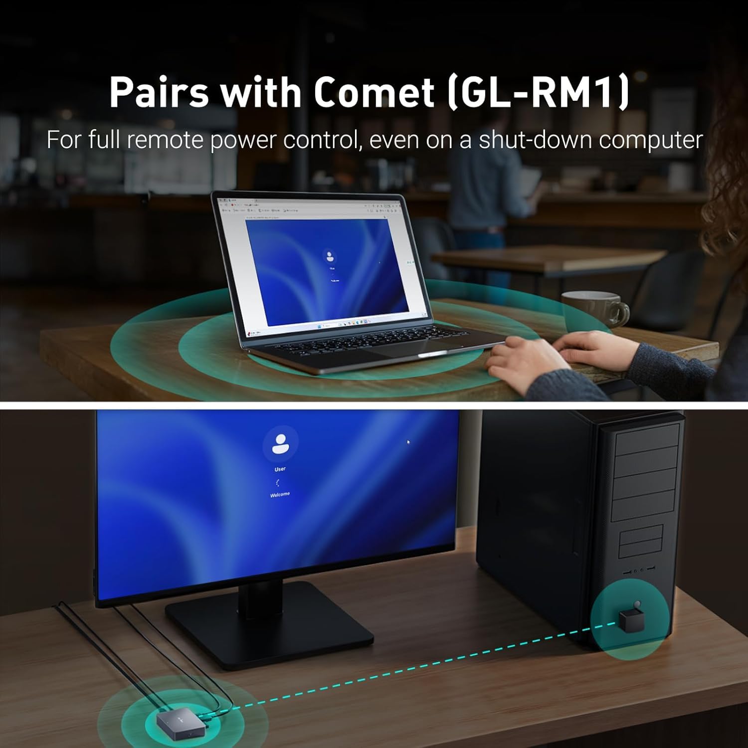 GL.iNet Comet Pro (GL-RM10) Remote KVM über Wi-Fi 6: 4K@30fps Passthrough, Touchscreen&Fingerbot - Remote PC Power Control