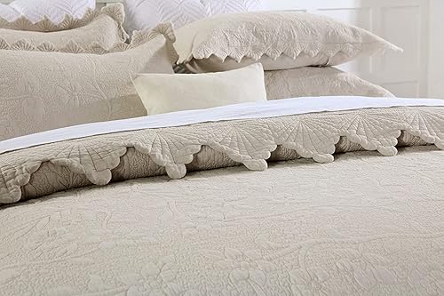 Miniatura 8 de Brandream Juego de edredón festoneado de 6 piezas, tamaño King, juego de edredón de algodón de lujo de granja, juego de colcha acolchada