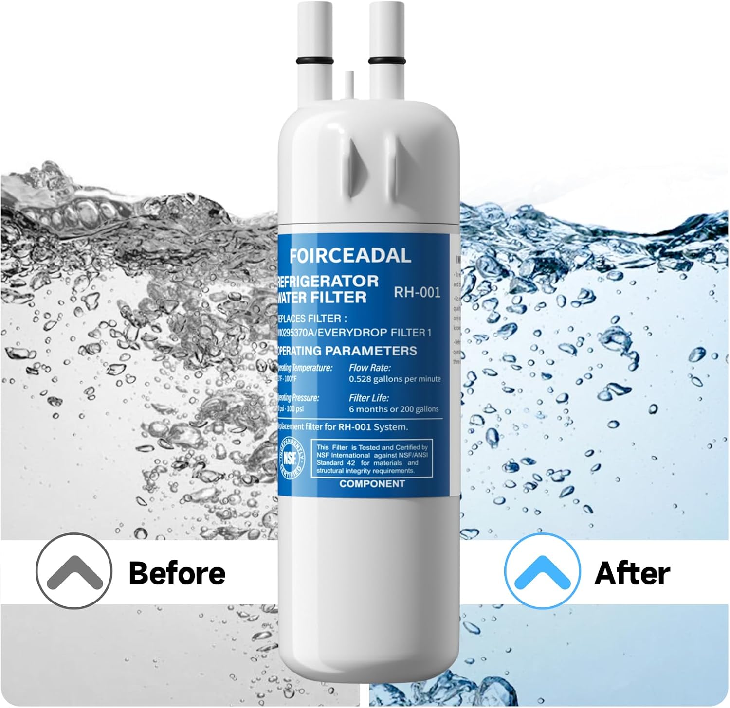 EDR1RXD1 Water Filter Replacement Compatible with Whirlpool W10295370A, Filter 1, EDR1RXD1B, WHR1RXD1, KAD1RXD1, P8RFWB2L, P4RFWB, WD-F38, 46-9081, 46-9930, 3 Pack