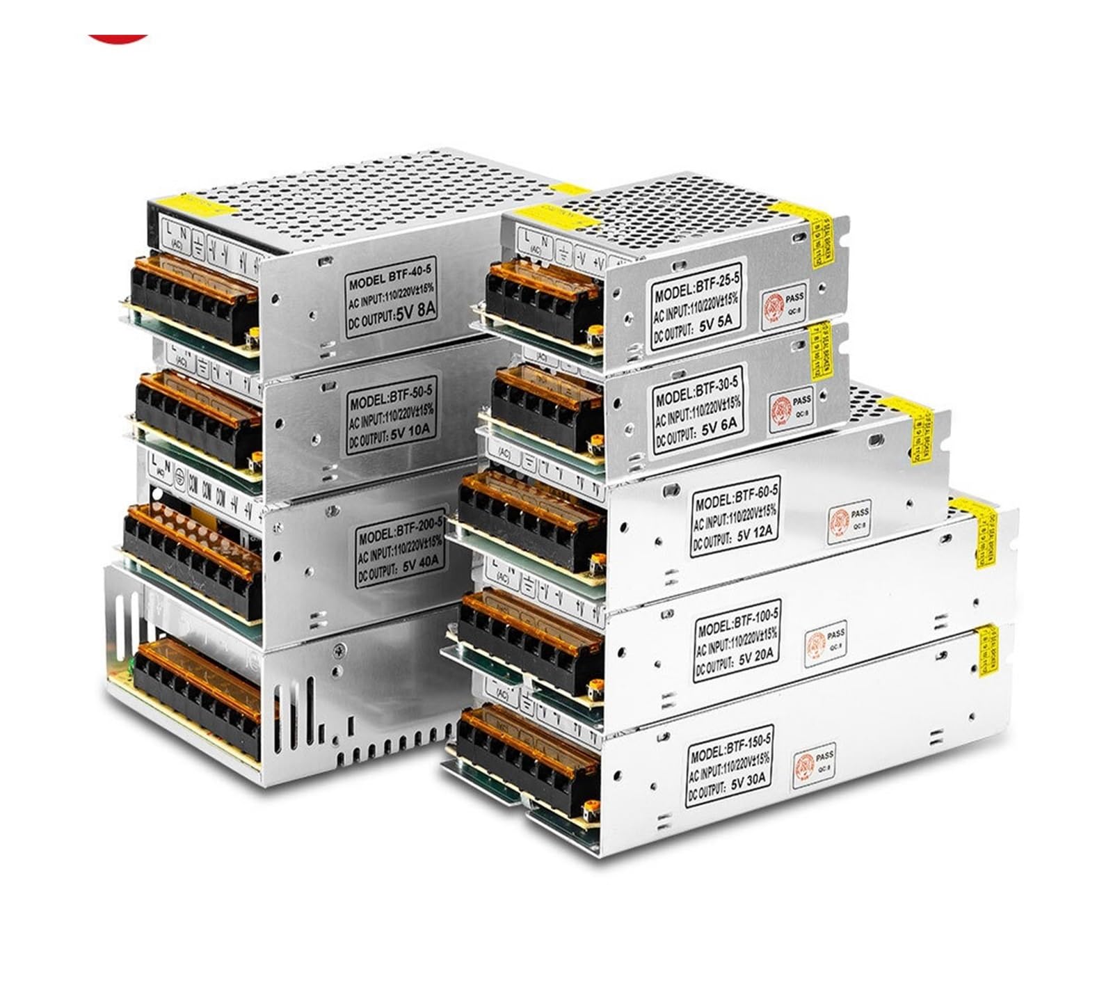 CVFRDD DC5V 2A 3A 4A 5A 8A 10A 12A 20A 30A 40A 60A Switch LED Power Supply Transformers， Adapter WS2812B WS2801 SK6812 SK9822 LED Strip(5V 12A 60W)