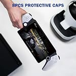 DLseego Poignées de pouce Caps pour PlayStation Portail, Protection complète Anti-dérapant & Couverture de protection anti-empreinte digitale 4 Bouchons pour bâtons de pouce PlayStation Lecteur distant du portail - Blanc noir