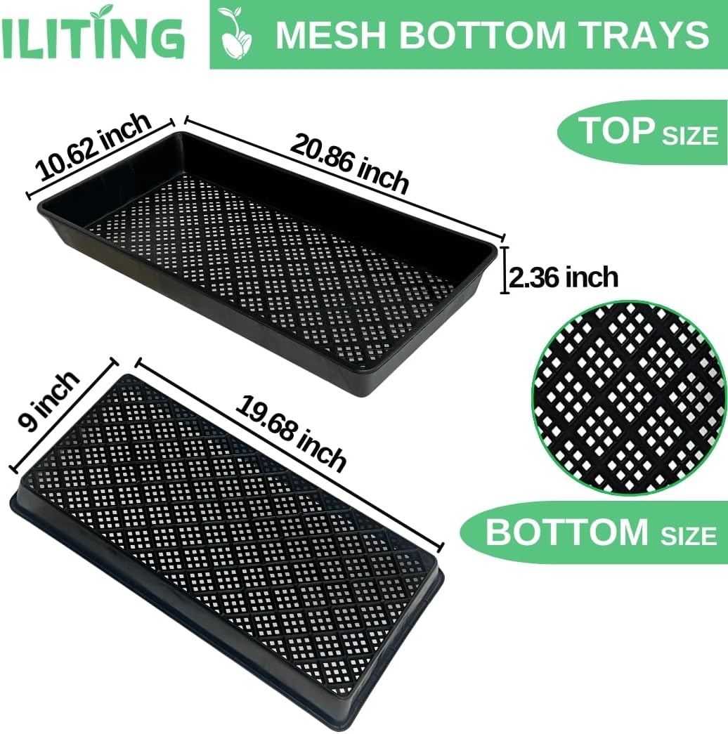 1020 Mesh Tray Soil Blocking Tray 1020 Trays Seedling Starter Trays 5 Pack Black 10x21 Inches for Microgreens Hydroponic