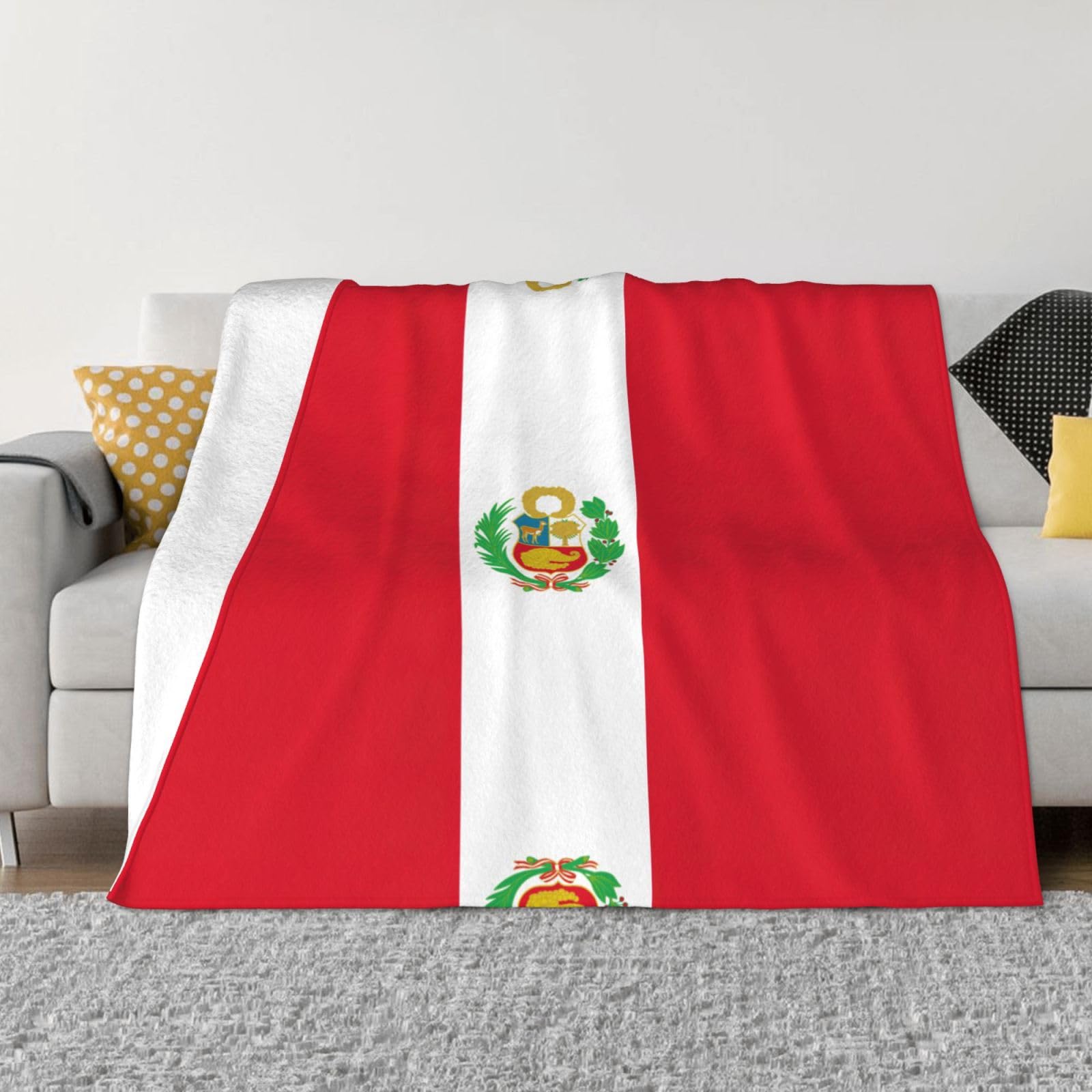 Couverture drapeau du Pérou en flanelle anti-boulochage pour vos soirées cocooning