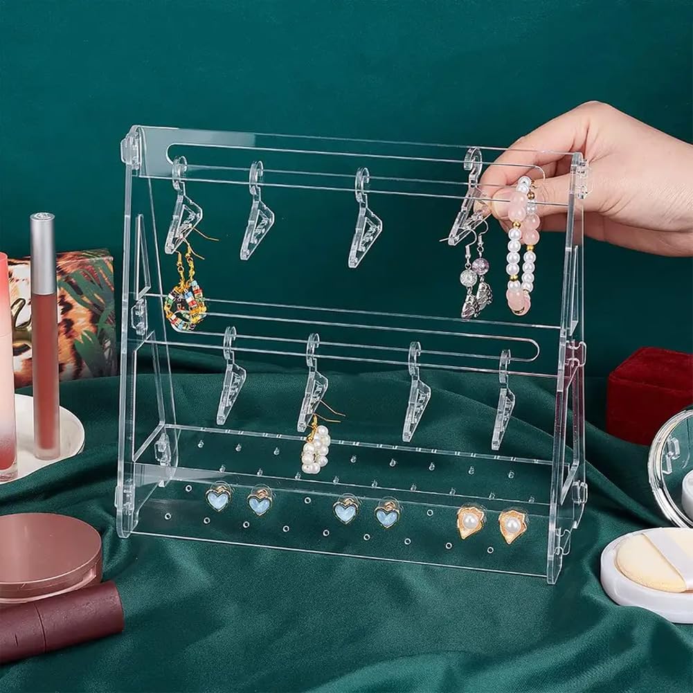 2-Pack Acrylic Earring Holders With Mini Hangers – Jewelry Display Rack For Dangle & Stud Earrings - View #5
