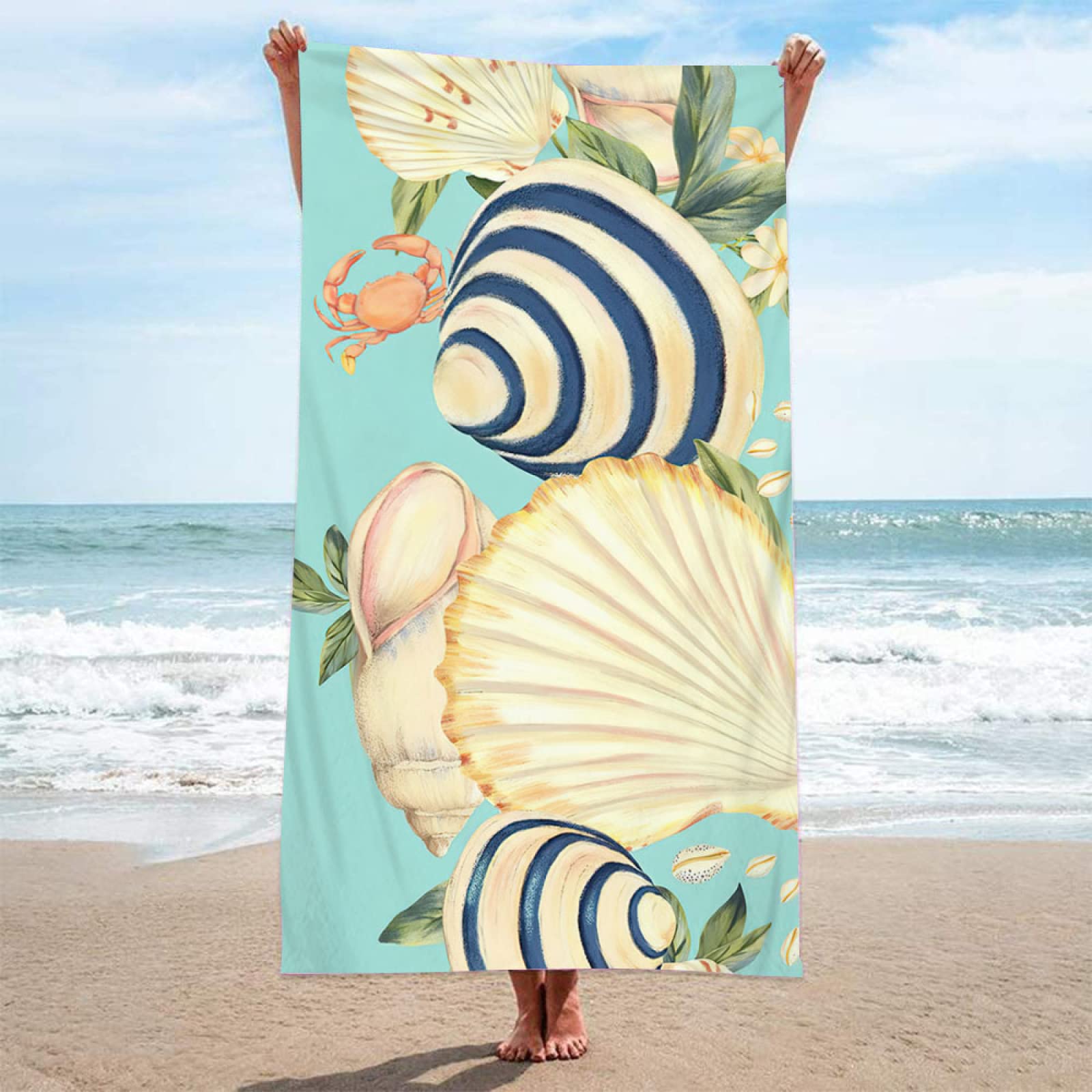 3D strandlaken van microvezel extra groot 90x180 cm
