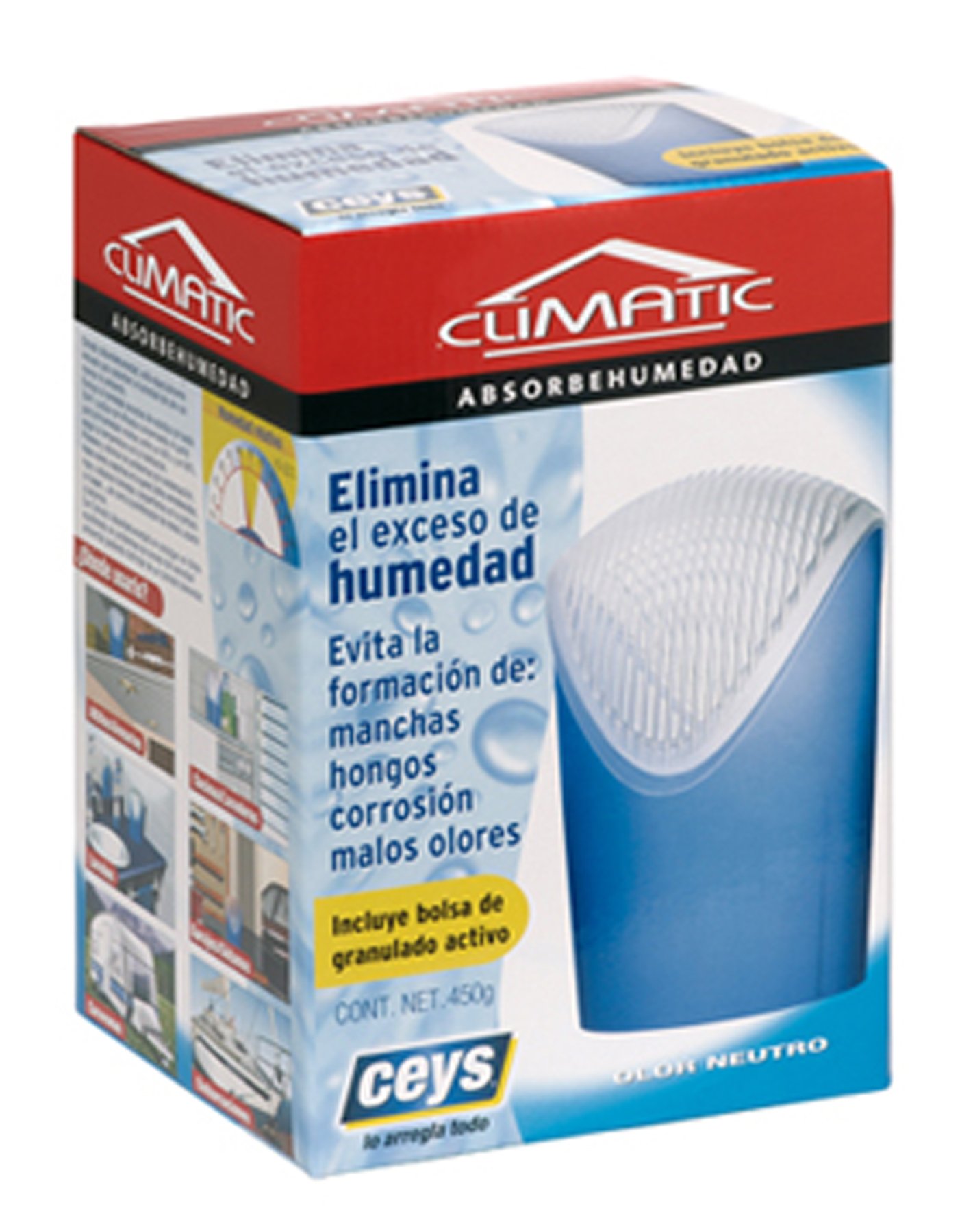 PASO - Climatic Humibox Absorbehumedad - Dispositivo Antihumedad - Elimina el Exceso de Humedad, Hongos y Malos Olores - 450g