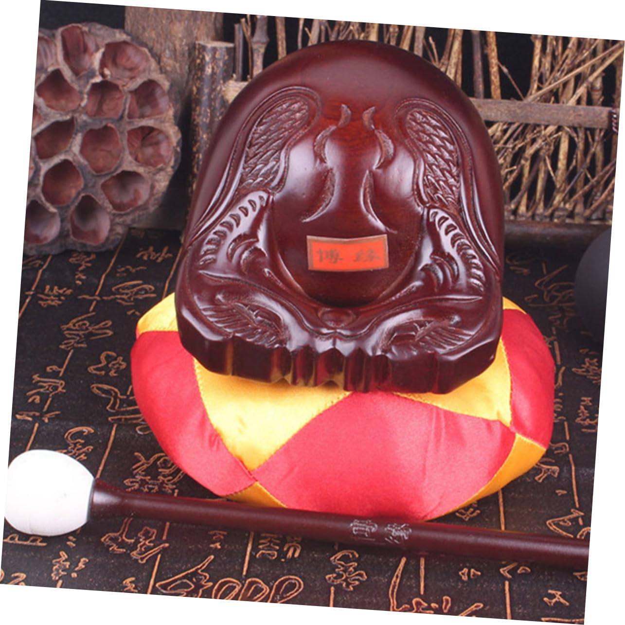 ERINGOGO Wooden Fish Drum Zen Block Buddhist Musical Instrument for Meditation Rooms