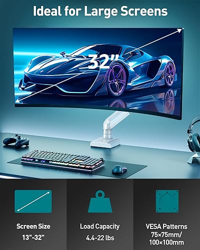 Miniatura 2 de Freelift Pro - Soporte de escritorio para monitor de movimiento completo ajustable de 13 a 32 pulgadas, soporte para monitor de computadora con