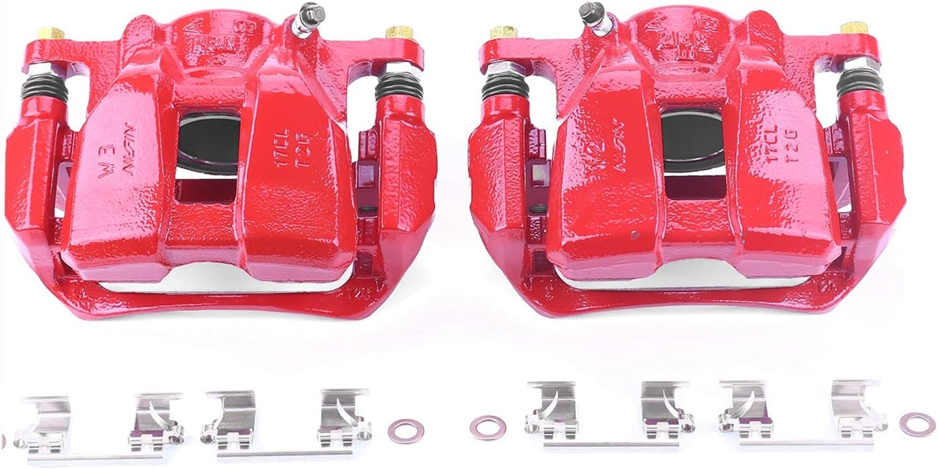 Power Stop Front S7106 Pair of High-Temp Red Powder Coated Calipers For Honda Accord 2013-2018, Honda HR-V 2016-2019 [Model Specific]
