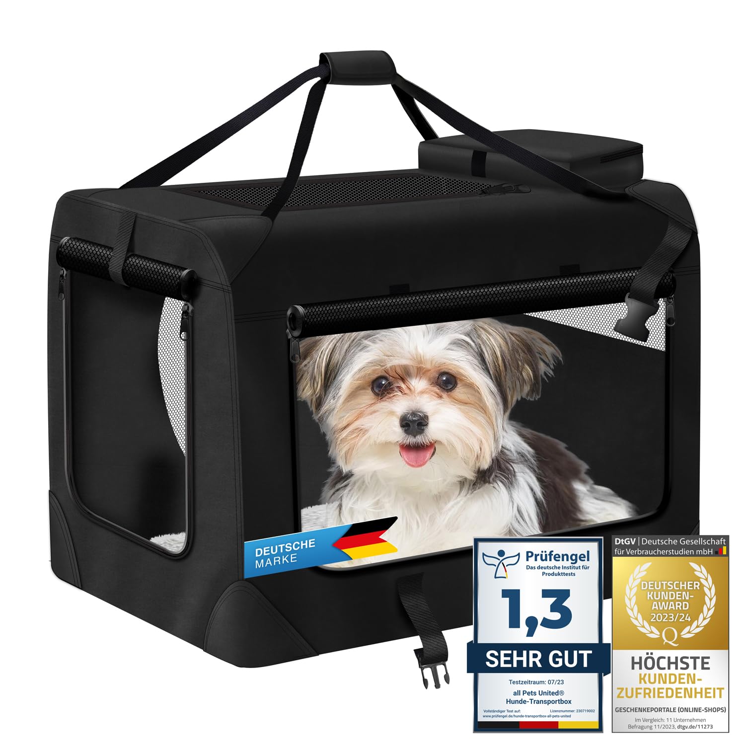 Dog transport box Animal dog box Transport bag Foldable dog bag Pet transport Breathable & waterproof for dogs & cats (S - 49x34x34 cm)