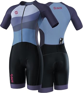 Triathlon Suits Women - Elite Aero Sleeved Trisuit for Swim Bike Run | Quick-Dry Breathable Tri Suit Women with Italian Chamois Pad, Aero Short Sleeves, Pockets & Compression for All Distances