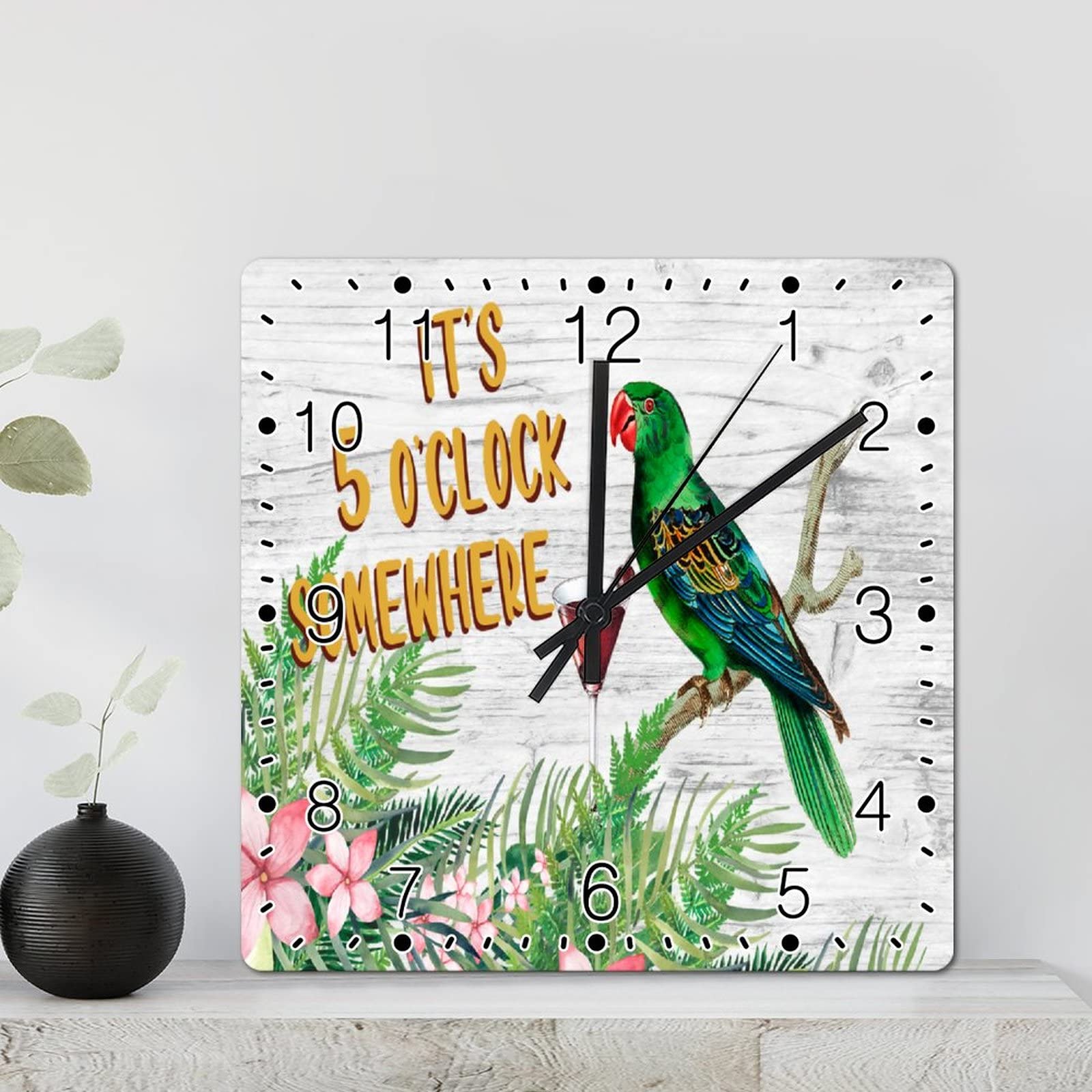 Horloge murale perroquet silencieuse pour salon rustique