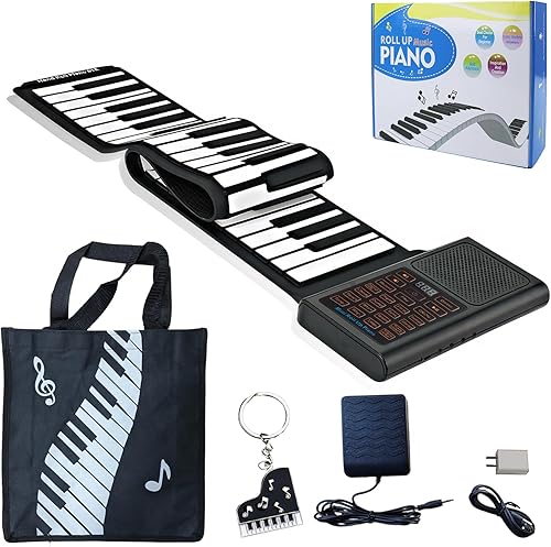 Teclado flexible de piano enrollable de 61 teclas con pedales, teclado digital electrónico diferente de timbres, ritmos, canciones y otros equipos