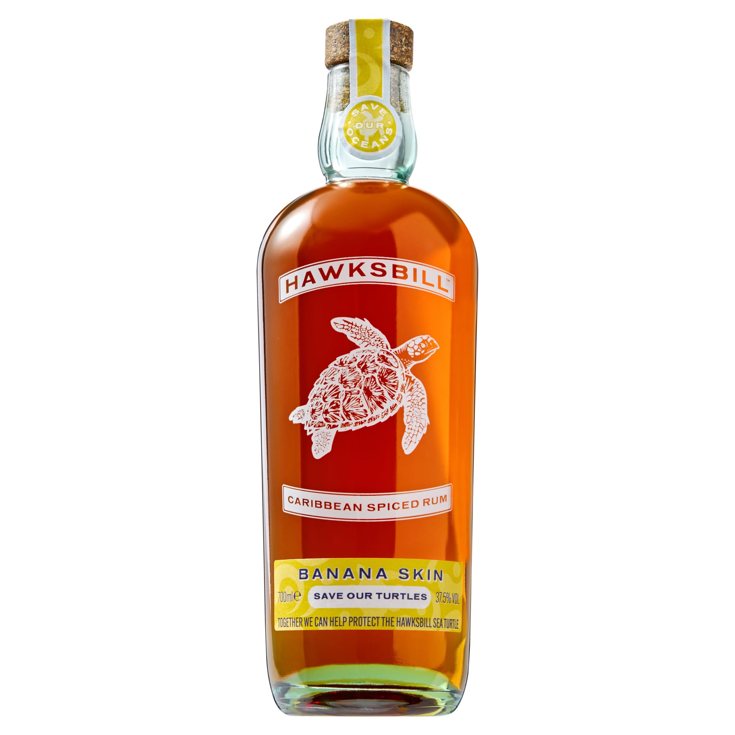 Hawksbill Banana Spiced Rum, Sustainable Dark Liquor Supporting Endangered Sea Turtles, Eco Conscious Traditional Caribbean Rum Spirit for Cocktails, 37.5% Alcohol Drink, 70cl