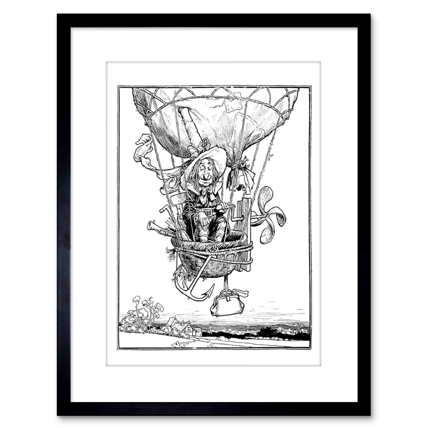 Wee Blue Coo WILLIAM HEATH ROBINSON UNCLE LUBIN HOT AIR BALLOON FRAMED ART PRINT F97X11089