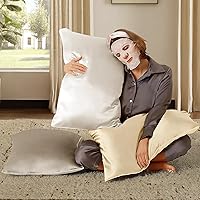 Vista 2 de BHZ Almohada estándar de plumas de ganso con funda de almohada de satén, almohada de cama de lujo de la colección de hotel para dormir, soporte