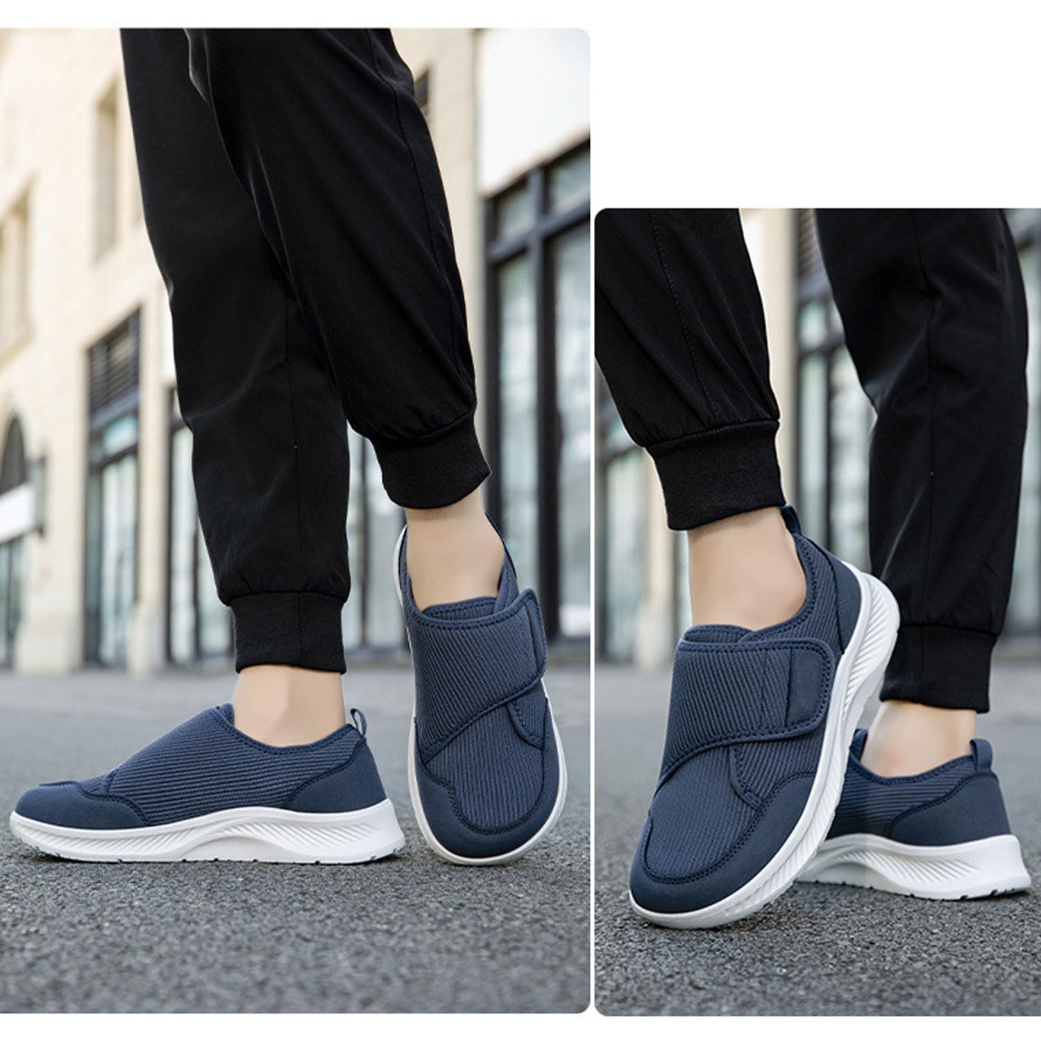 Punta Larga Scarpe Diabetici per Uomo Donna Extra Larghe per Piedi Gonfi Ortopediche Sneaker Casual con Strappo Regolabile Leggere e Comodo Antiscivolo