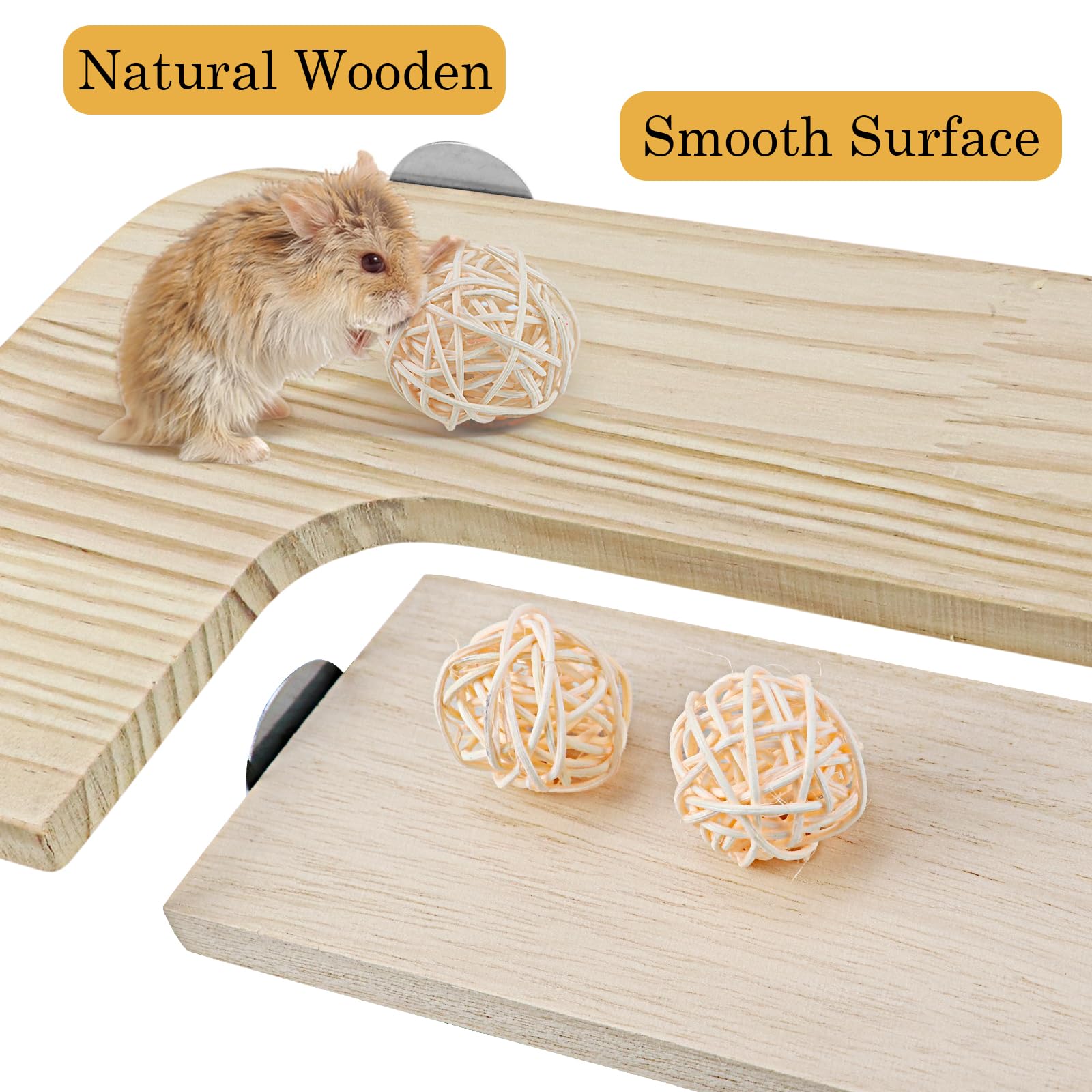 ZJIVQO 5 Pcs Hamster Wooden Platform Set, Hamster Platforms L-Shaped, Parrot Rest Stand Climbing Board - Image 3