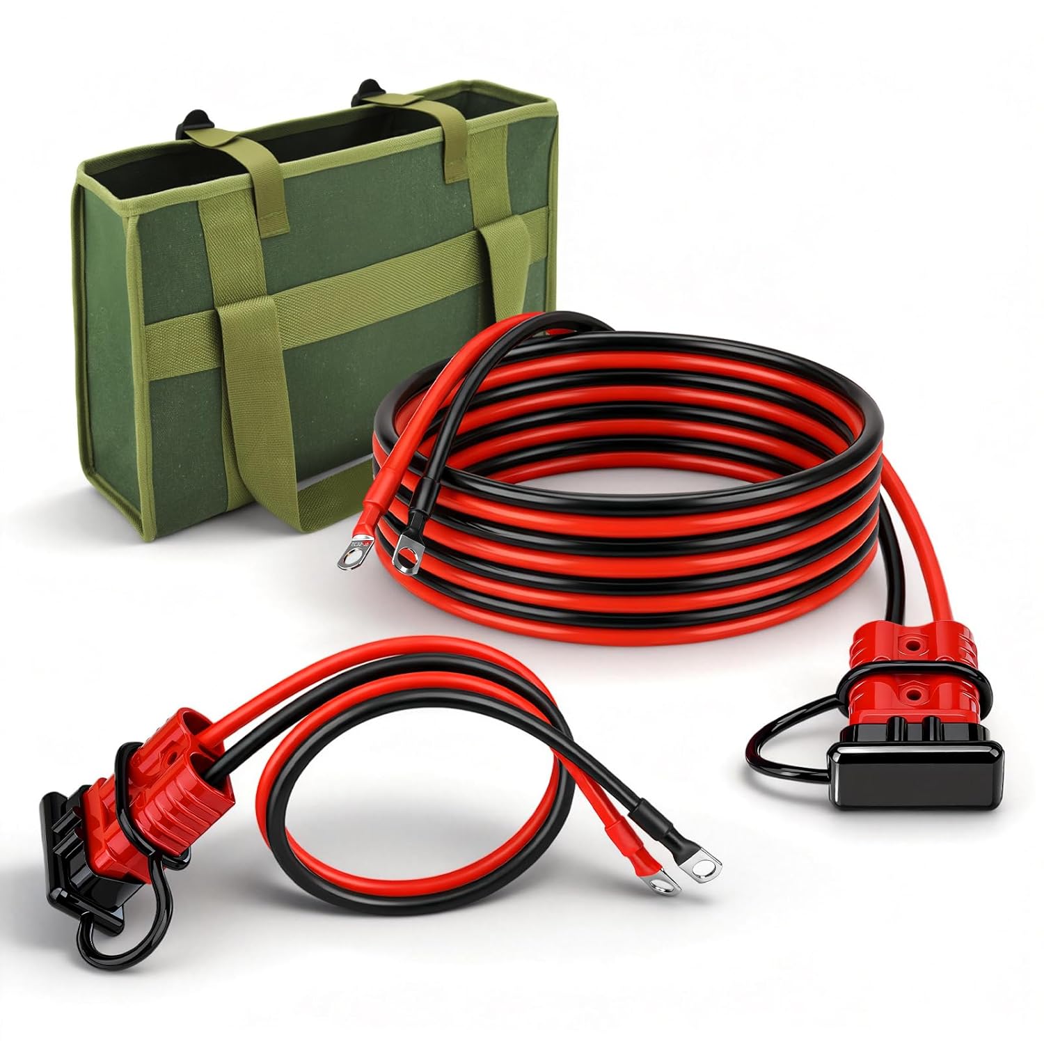 175A ‌24 FT Flame Retardant Quick Disconnect Winch Power Cable with Storage Canvas Bag,6AWG Copper Wiring Heavy-Duty Quick Disconnect Power Cables for Forklift Car Motor Tractor （22FT+2FT 6AWG）