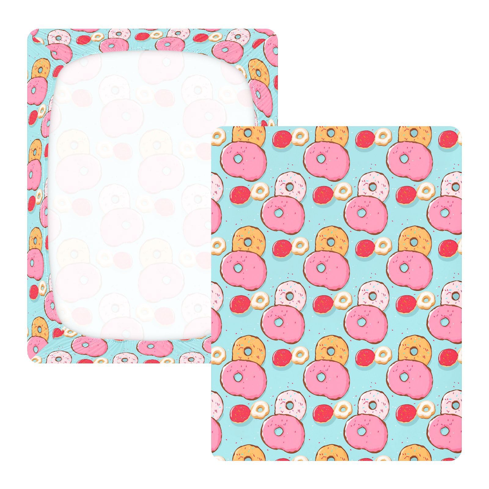 Drap-housse pour berceau de bébé en forme de donut bleu pour garçons et filles, drap-housse standard doux 71,1 x 132,1 cm
