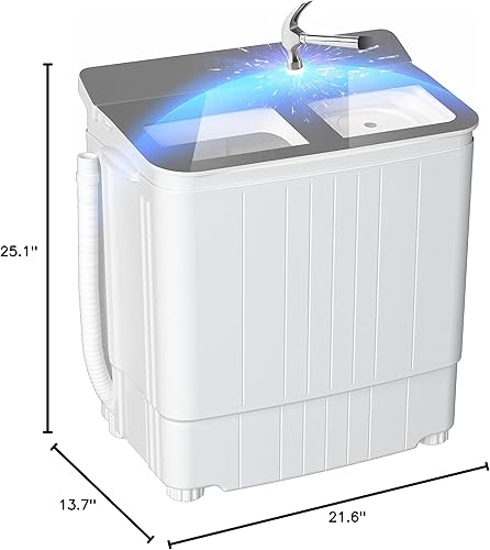 Miniatura 10 de Pataku Lavadora portátil, 17.6 libras, compacto mini lavadora y secadora, lavadora de lavandería de doble tina con ciclo de centrifugado, función de