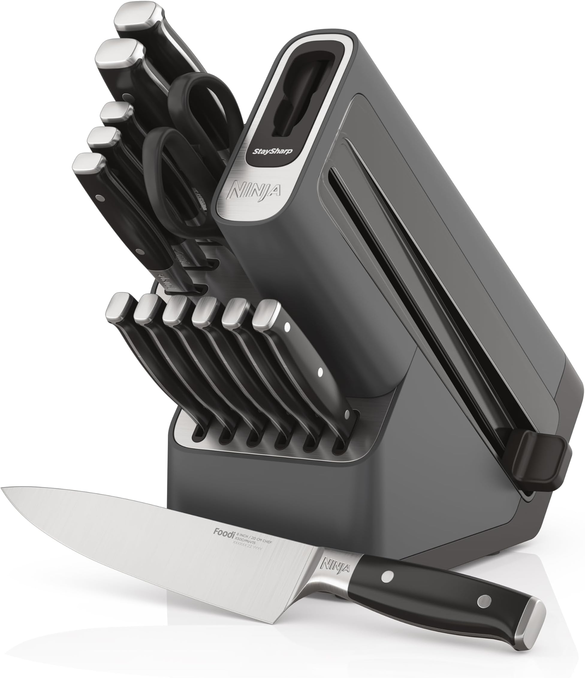 Foodi StaySharp Knife Block with Integrated Sharpener Deluxe 14-Piece Set, K32014EUUK