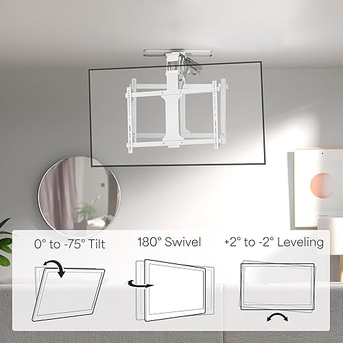 Miniatura 9 de VIVO Soporte de TV de techo giratorio eléctrico abatible para pantallas de 32 a 70 pulgadas, soporte VESA de techo plano motorizado grande, paquete