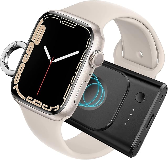 Aukvite for Apple Watch Charger, Portable iWatch Charger for Apple Watch 8, 1800mAh Smart Watch Charger USB C Charger for Apple Watch 7 SE 6 5 4 3 2 1, Magnetic Watch Wireless Charging with Keychain