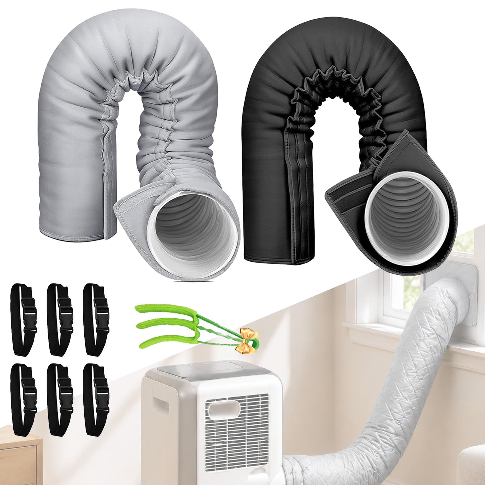 Glsayzu Mix-8 150X52cm Insulation For Portable Air Conditioner Exhaust Hose, 2-Piece Universal Insulating Sleeve For Portable Air Conditioners, Heat Protection & Energy Saving, For 12.7Cm & 15Cm Diameters (Mix-8)