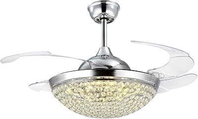 Tipton Light Golden Led Invisible Crystal Ceiling Fan Restaurant