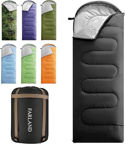 Miniatura 9 de FARLAND Sacos de dormir de 20  para adultos, adolescentes y niños con saco de compresión portátil y ligero para campamento de 3 a 4 estaciones,
