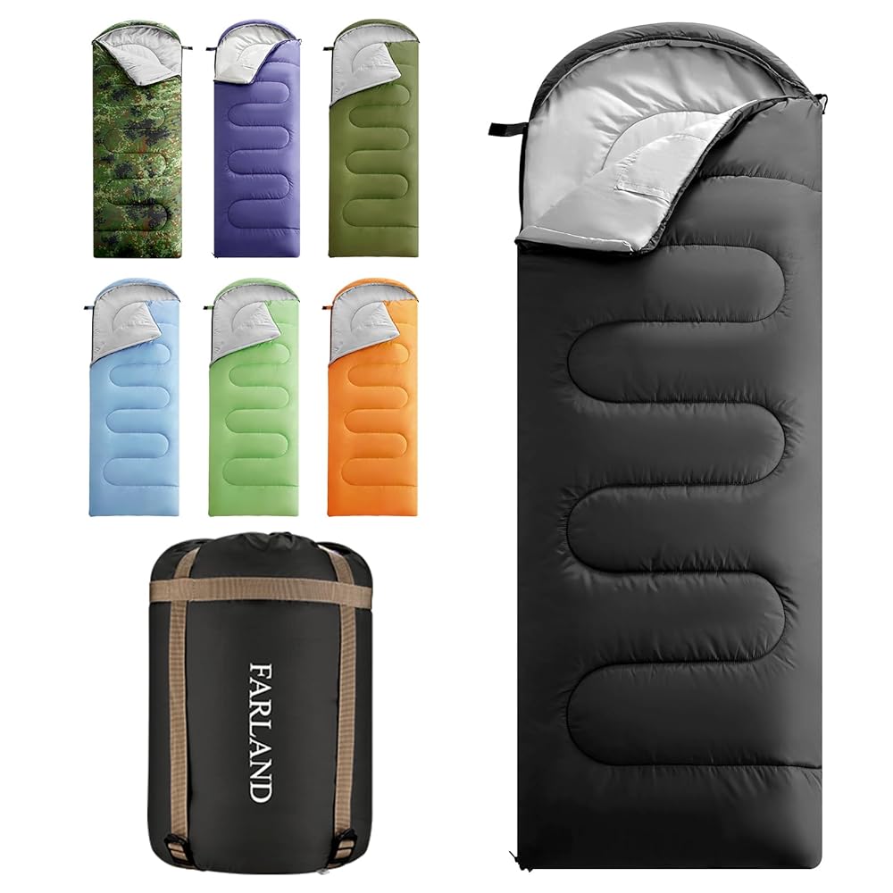 FARLAND Sleeping Bags 30 for Adults Teens Kids with Compression Sack Portable and Lightweight for 3-4 Season Camping, Hiking,Waterproof, Backpacking and Outdoors