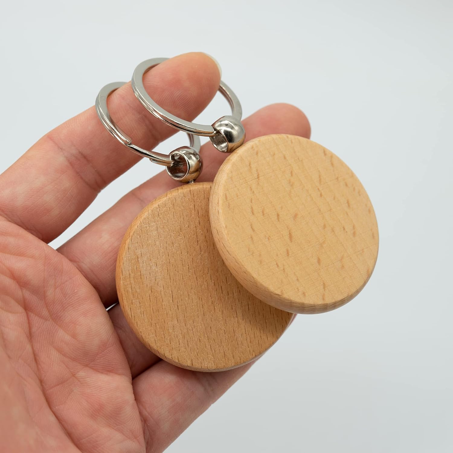 2 Inch Round Wood Engraving Blanks Wood Blanks Blank Wooden Key Tag 20 Pack - Image 4