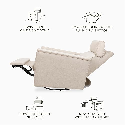 Miniatura 7 de Namesake Willa Plus Power Glider reclinable con reposacabezas eléctrico en tejido ecológico Performance Beach, repelente al agua y resistente a las